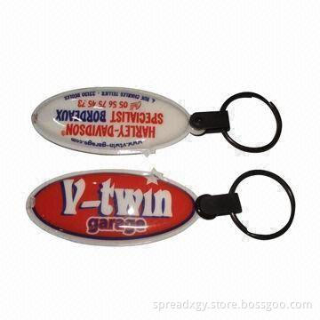 LED PVC Keychain, 1-piece LED Light, PVC Offset Printing, Various Shapes/Colors/Sizes are Available